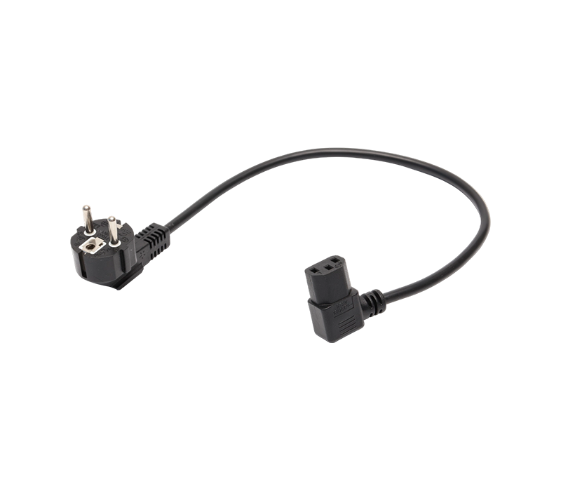 JT008/FY003+ST3W 16A 250V europeisk standard trestift 90-graders armbågsplugg med 90-graders IEC C13-kontakt