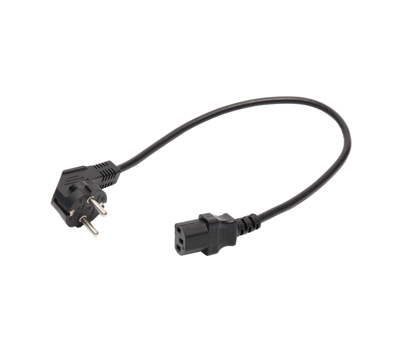 K3-15+JT-ST3 16A 250V trestift koreansk 90-graders armbågskontakt med IEC C13-kontakt