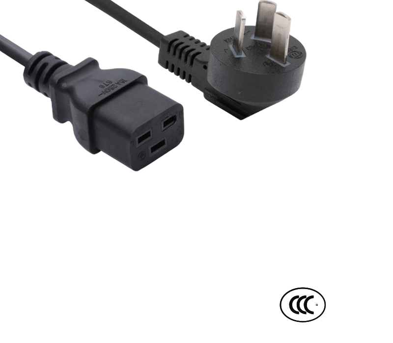 C3-16+ST6 16A 250V Kina standard högströms 90-graders armbågskontakt med IEC-kontakt C19