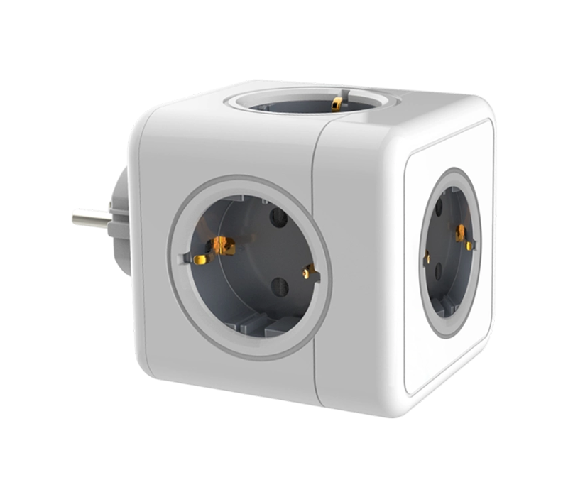 E01 Plug-in Cube Power Strip med 5 Euro-Style uttag
