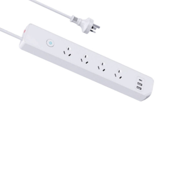 AU05 Power Strip i australisk stil med 4 uttag, 2 USB-A-portar och 1 USB-C-port