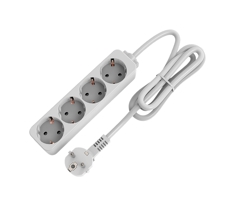 E09-4 Power Strip i europeisk stil med fyra uttag