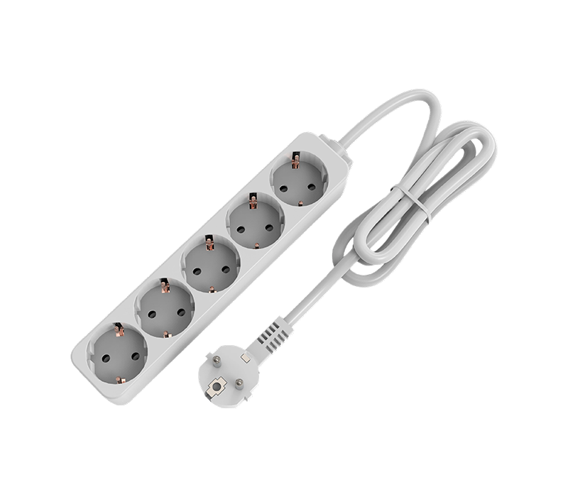 E09-5 Power Strip i europeisk stil med fem uttag