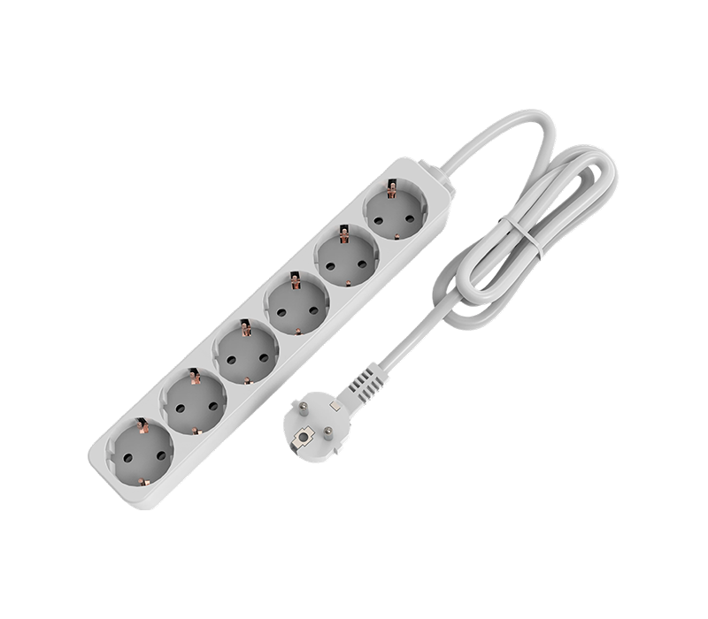 E09-6 Power Strip i europeisk stil med sex uttag
